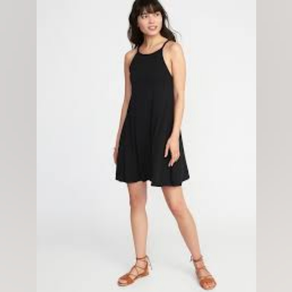 🍍NWT!! Old Navy Halter Swing Dress in BlackJack, size XL Tall